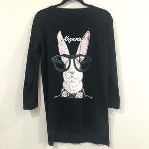 Black Graphic Long Sleeve Sweater/Sweater dress
